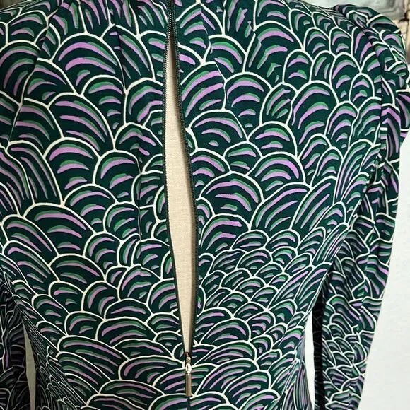 Kate Spade New York Womens Maxi Dress Puff Shoulder Long Sleeve Abstract Size 0